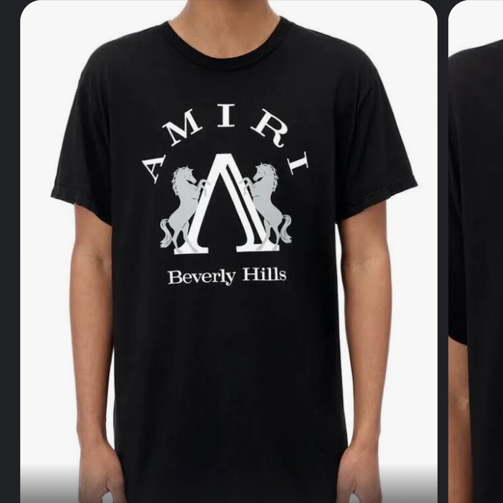 Amiri Beverly Hills Crewneck Relaxed Fit T Shirt Black